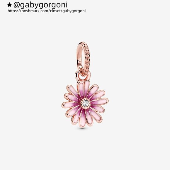 Pandora Daisy 14k rose gold-plated dangle with clear cubic zirconia and shaded p - Picture 1 of 6